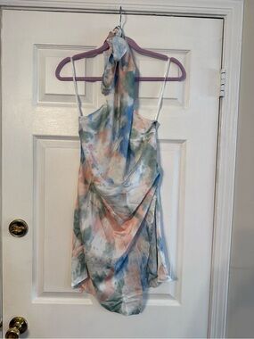 Angel Biba Pastel Watercolor Slip Dress in Blue, Green & Pink